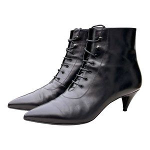 Saint Laurent Black Cat 50 Lace UP Ankle Boots Size 39